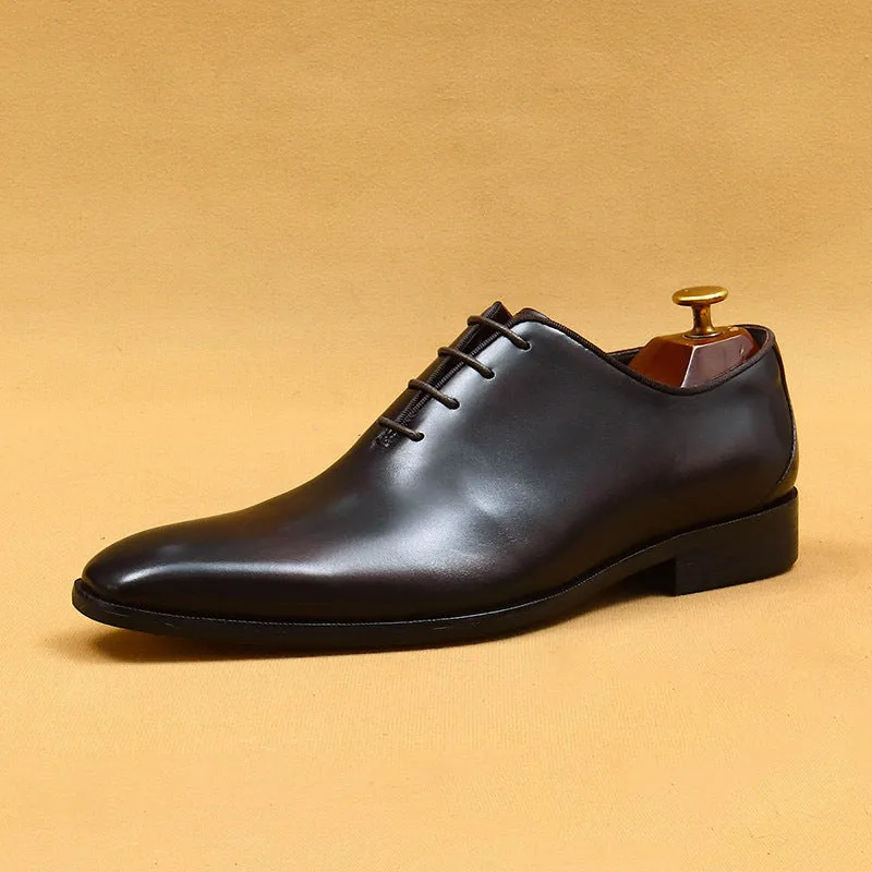 Top Layer Cowhide Men's Leather Shoes Oxford Shoes Men's Leather Handmade Shoes British Business Dress Pointed Toe Wedding Leather Shoes65121