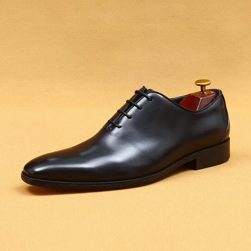 Top Layer Cowhide Men's Leather Shoes Oxford Shoes Men's Leather Handmade Shoes British Business Dress Pointed Toe Wedding Leather Shoes65121