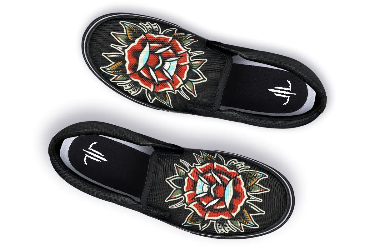 Traditional Rose Slip On Shoes