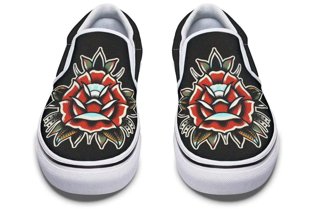 Traditional Rose Slip On Shoes