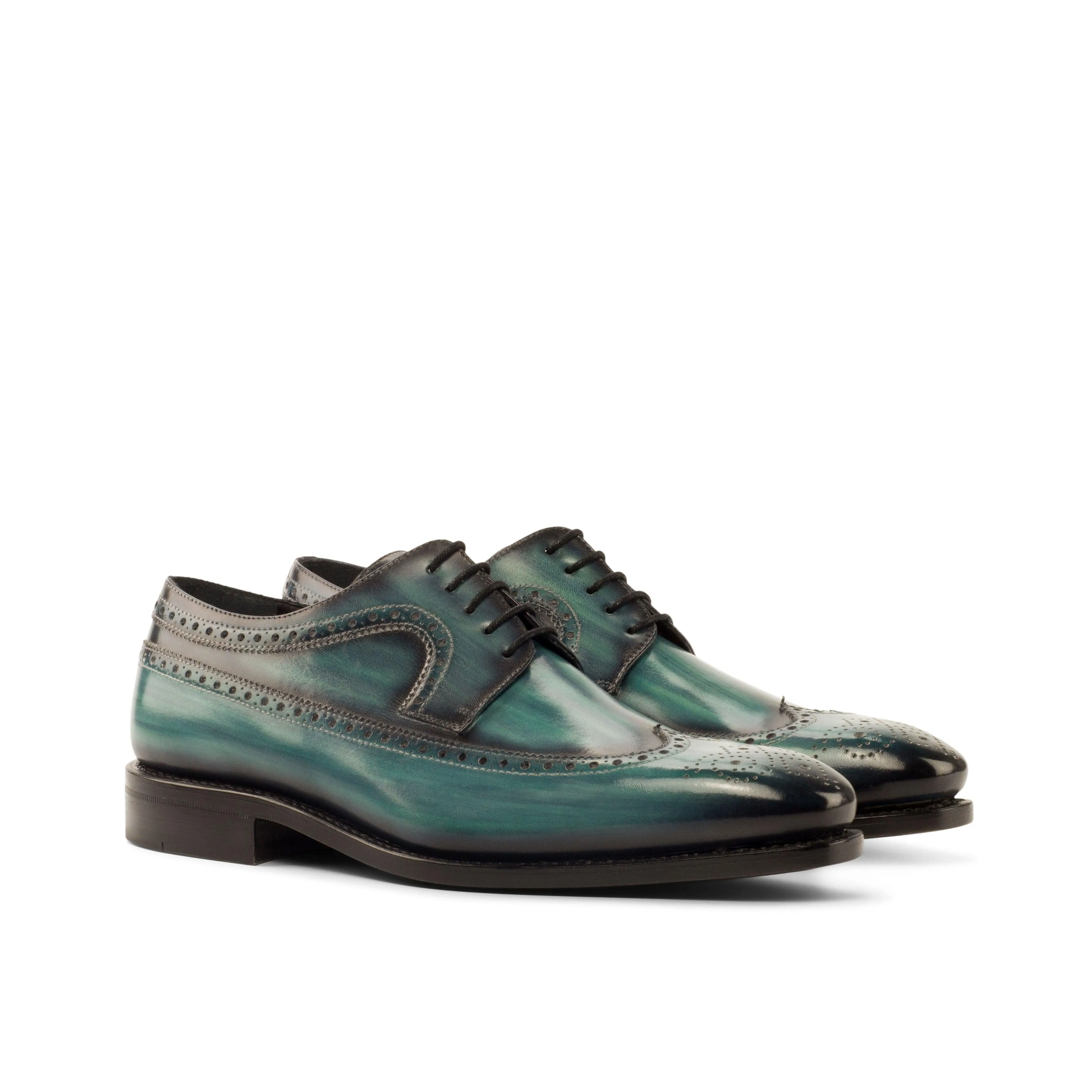 Turquoise Patina Longwing Blucher Shoes