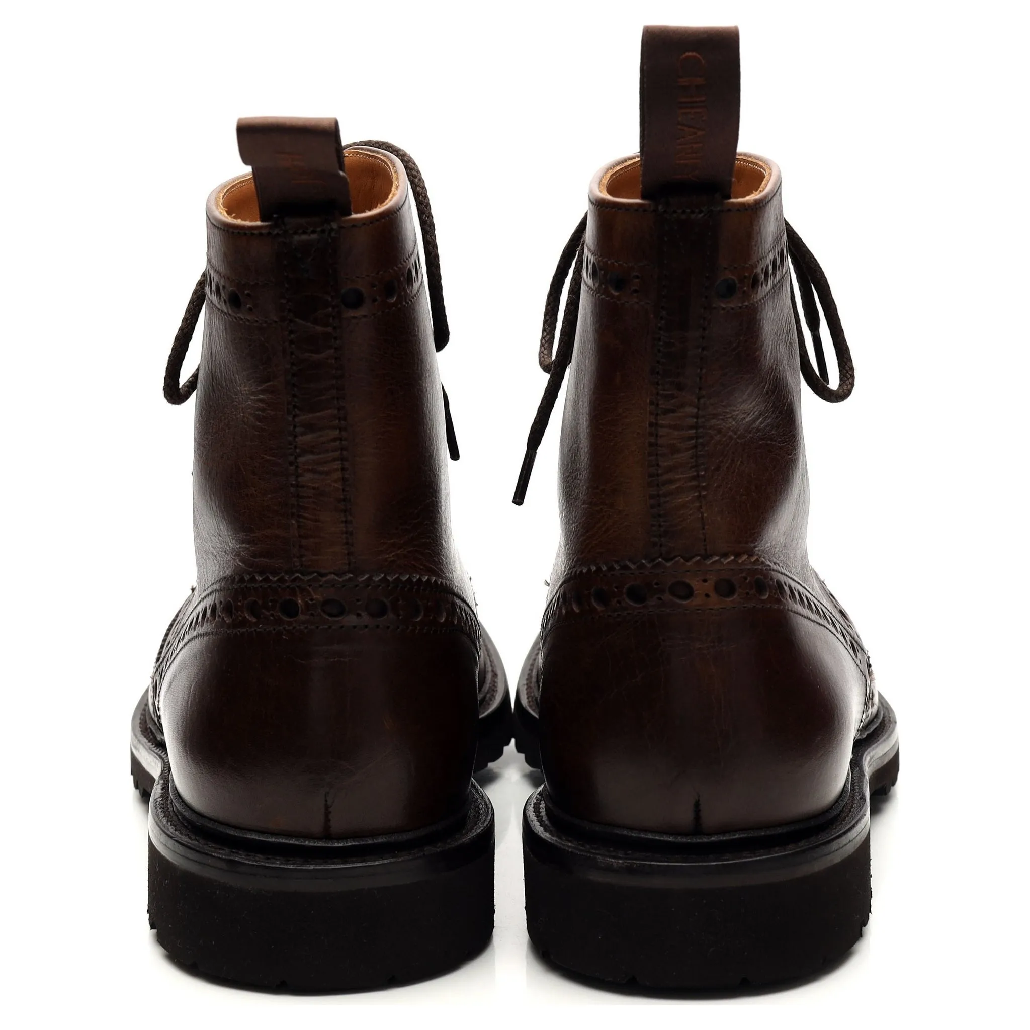 'Tweed Eco' Dark Brown Leather Brogue Boots UK 10 F