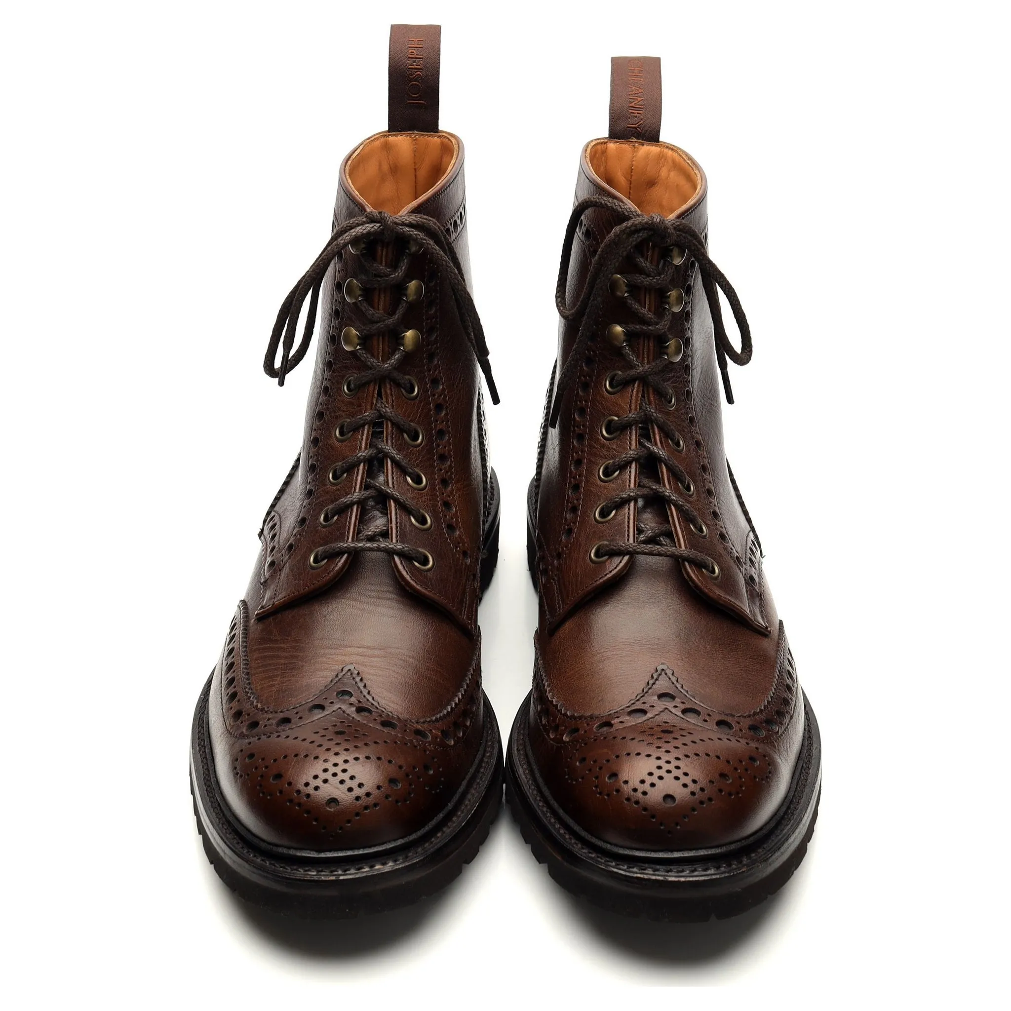 'Tweed Eco' Dark Brown Leather Brogue Boots UK 10 F