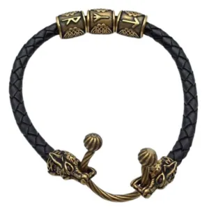 Tyr wolf leather bracelet