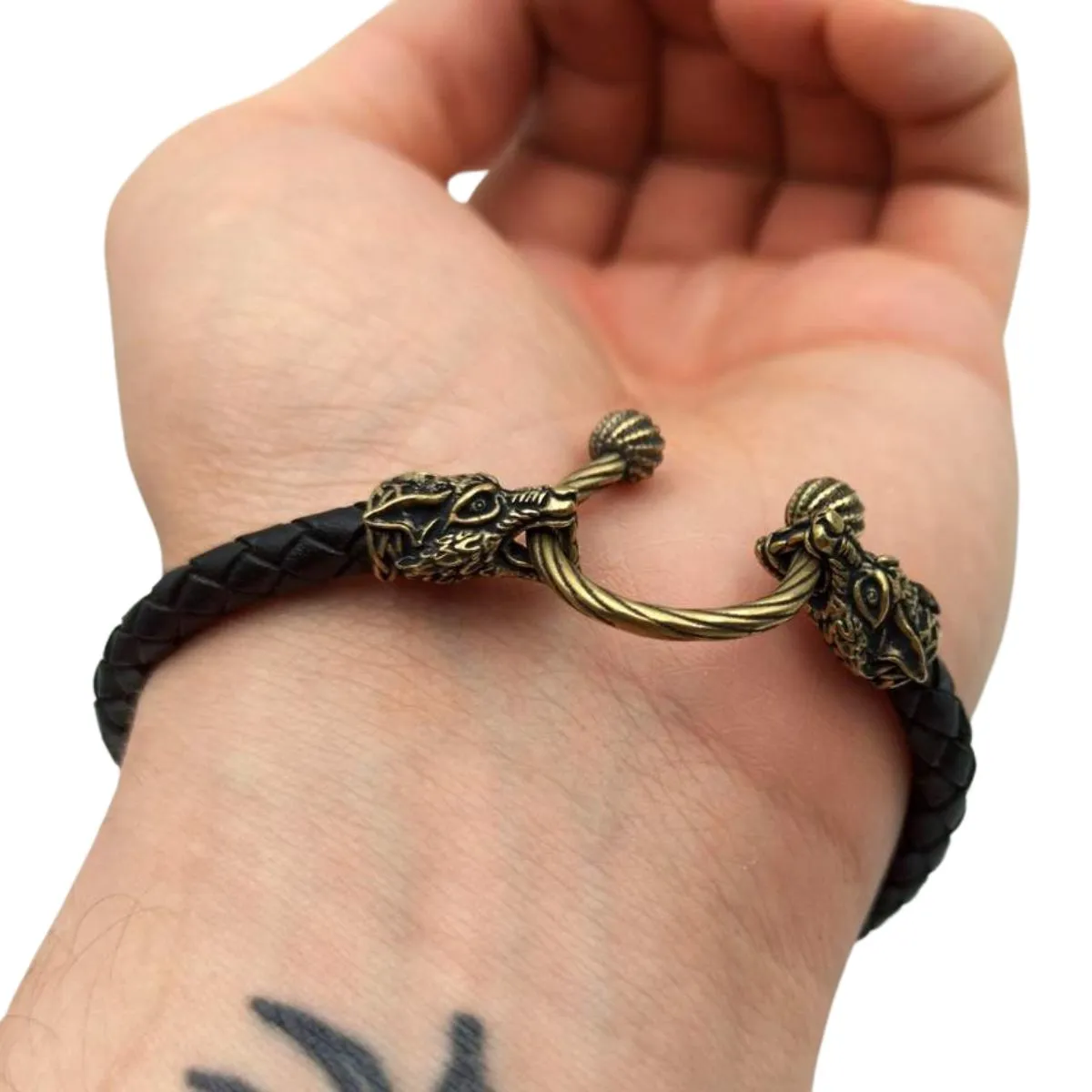 Tyr wolf leather bracelet