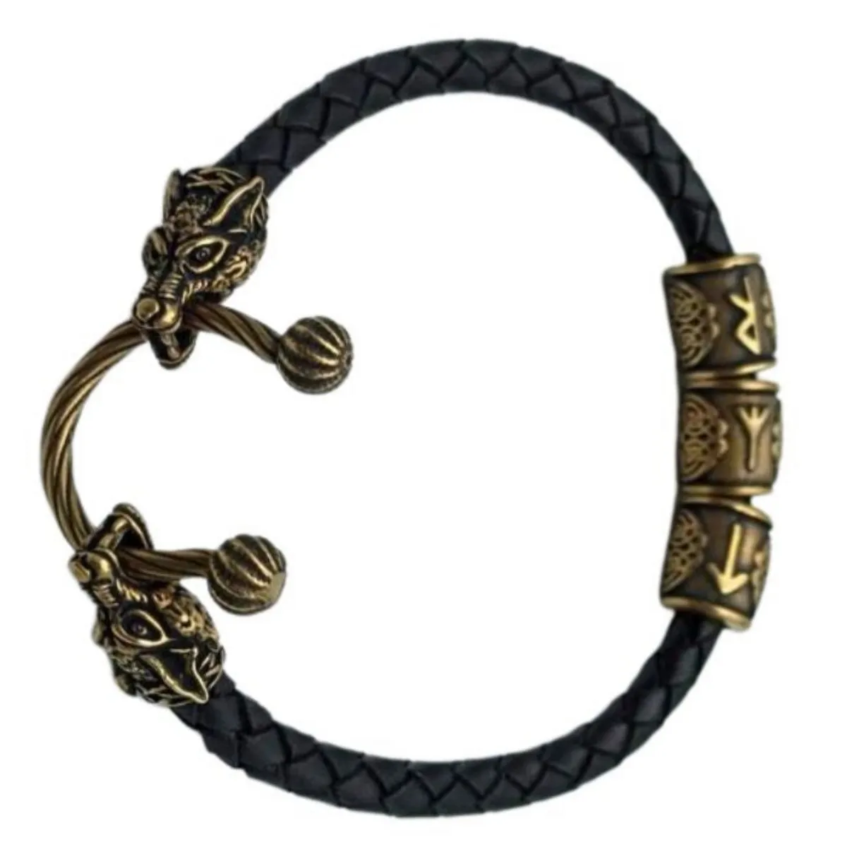 Tyr wolf leather bracelet