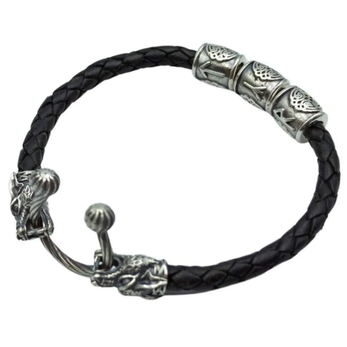 Tyr wolf leather bracelet