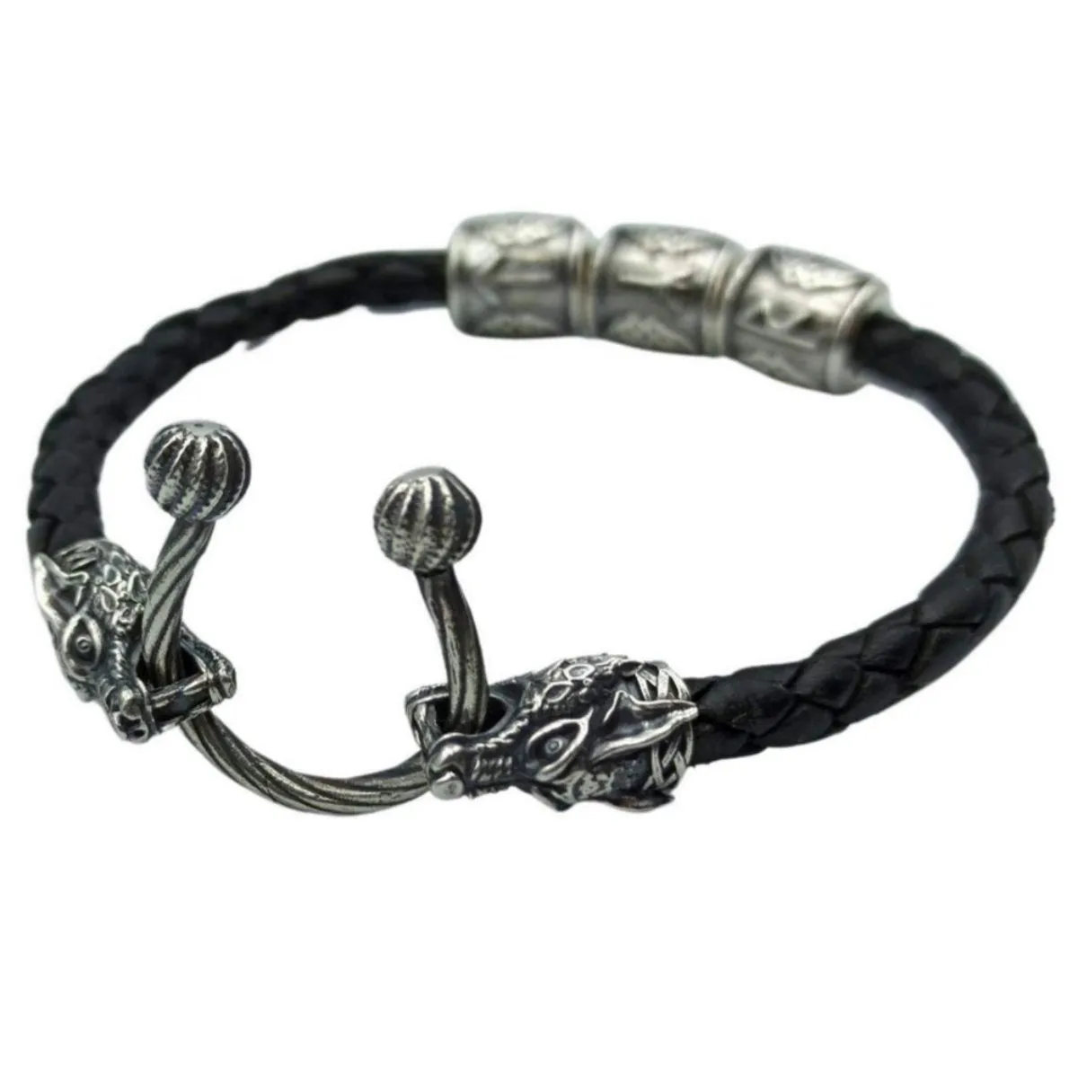 Tyr wolf leather bracelet