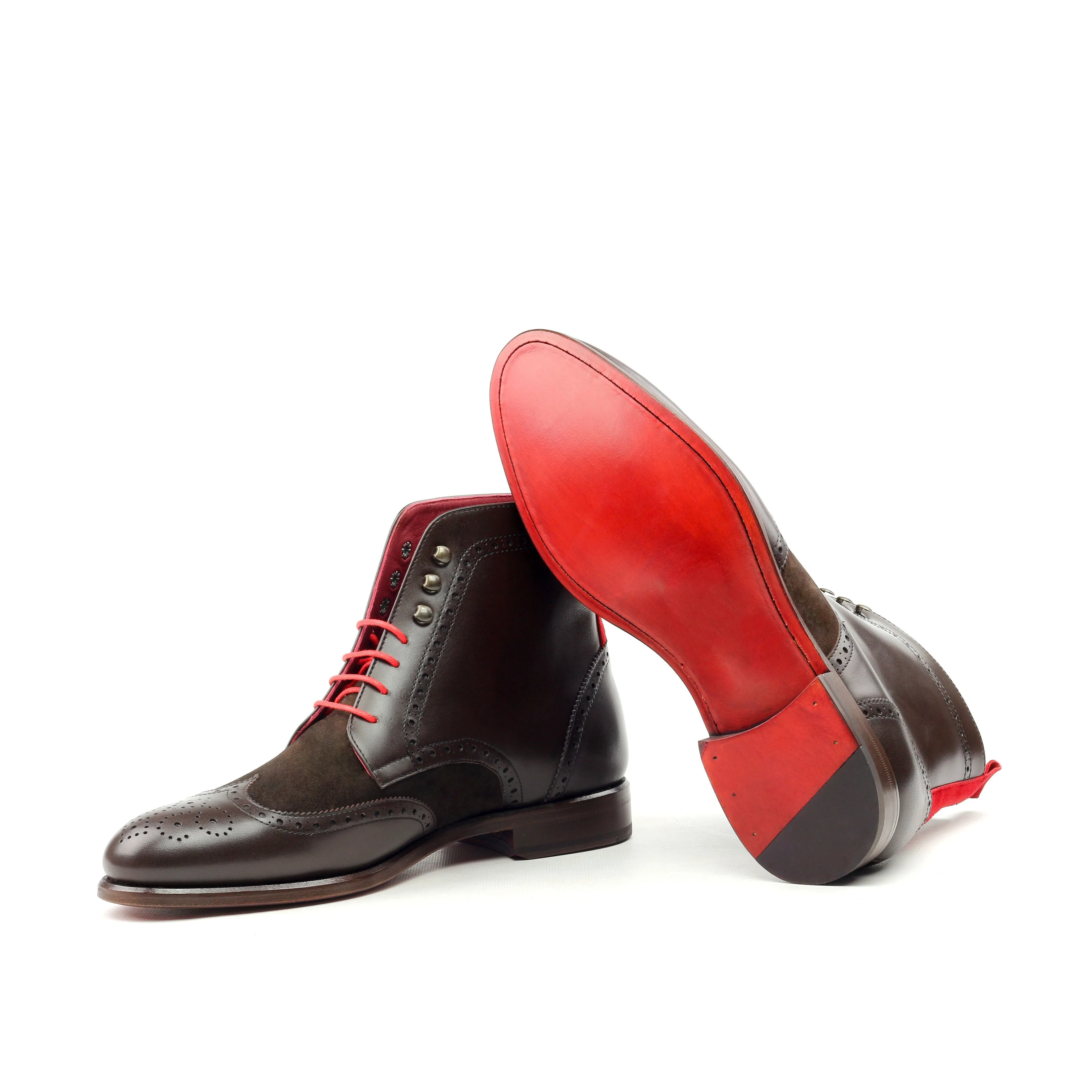 Unique Handcrafted Black Brogue Military Style Boot