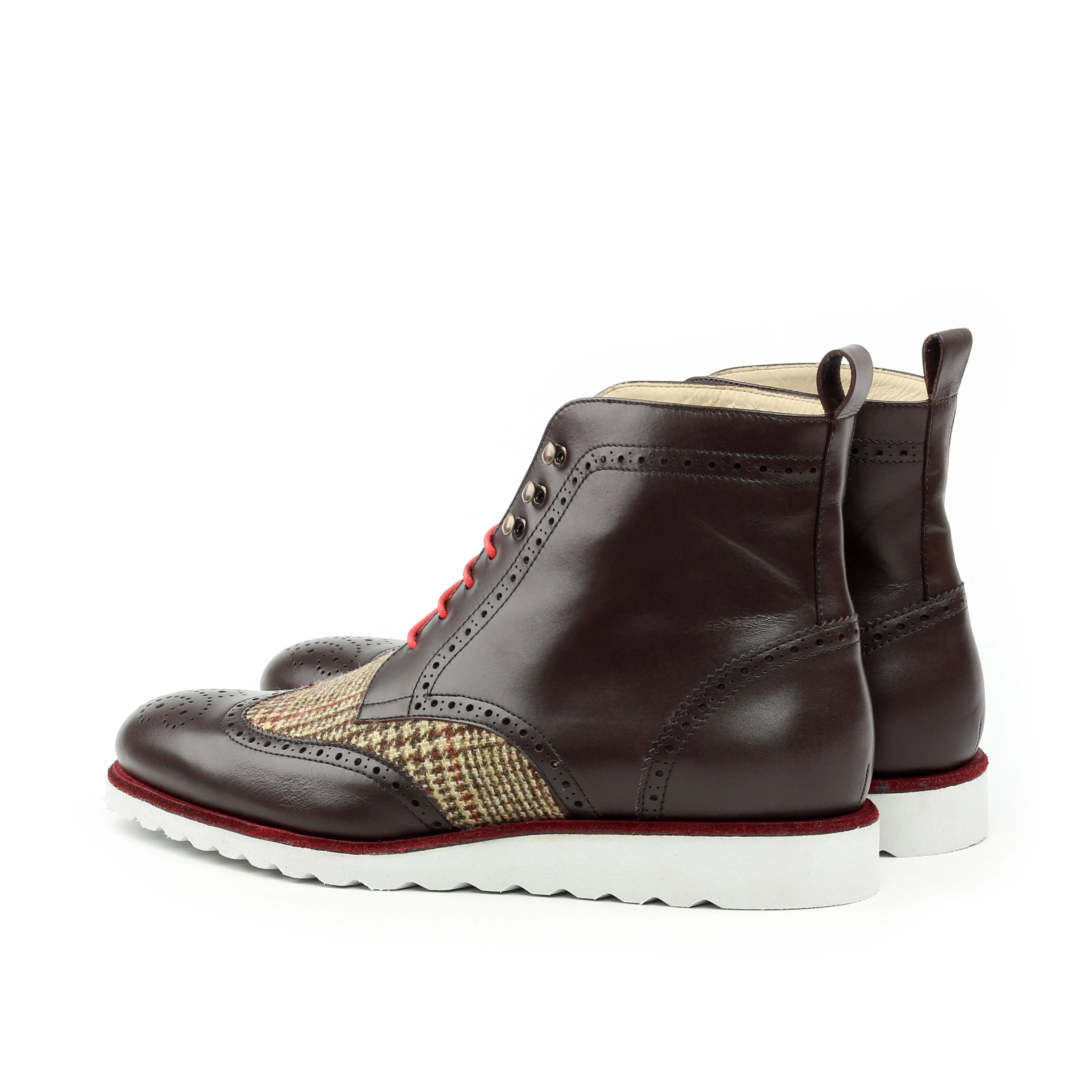 Unique Handcrafted Military Style Brogue Boot w/ Sport Wedge Sole