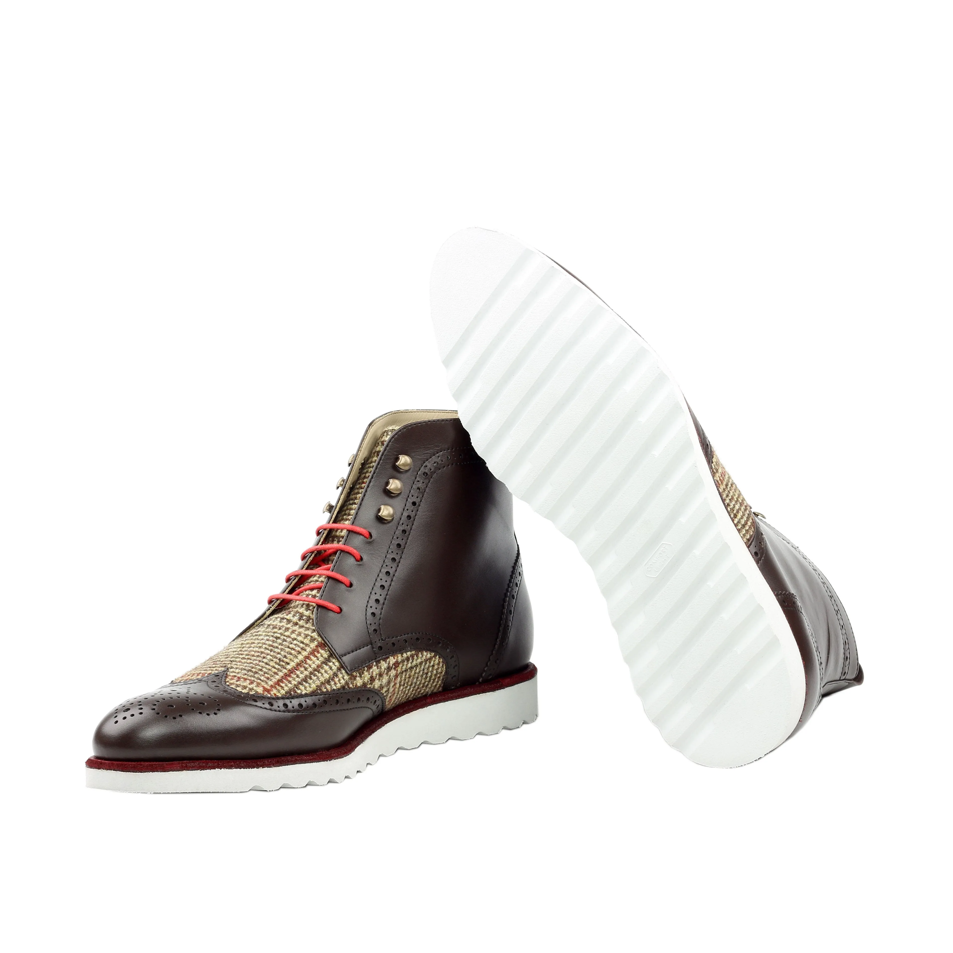 Unique Handcrafted Military Style Brogue Boot w/ Sport Wedge Sole