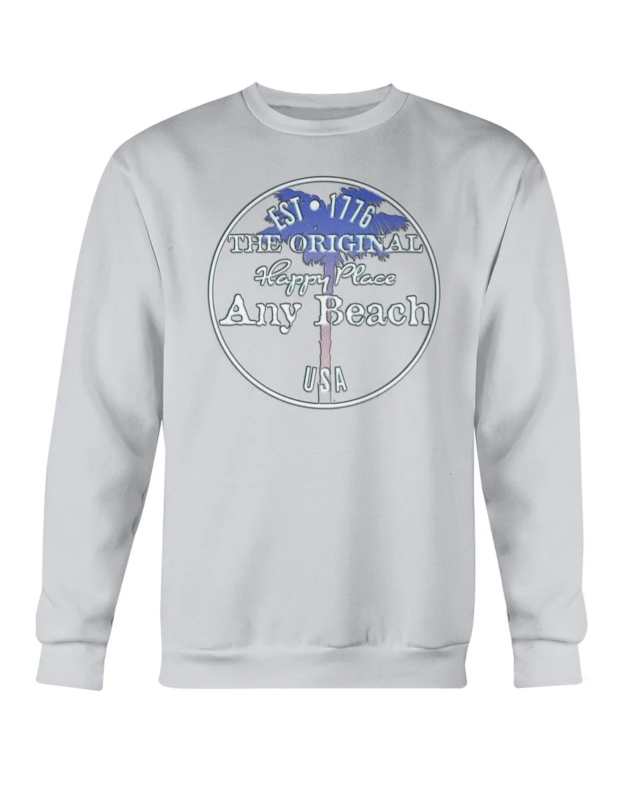Unisex Any Beach USA is my Happy Place Fleece Sweatshirt