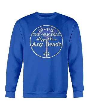 Unisex Any Beach USA is my Happy Place Fleece Sweatshirt