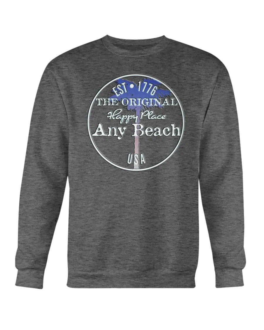 Unisex Any Beach USA is my Happy Place Fleece Sweatshirt
