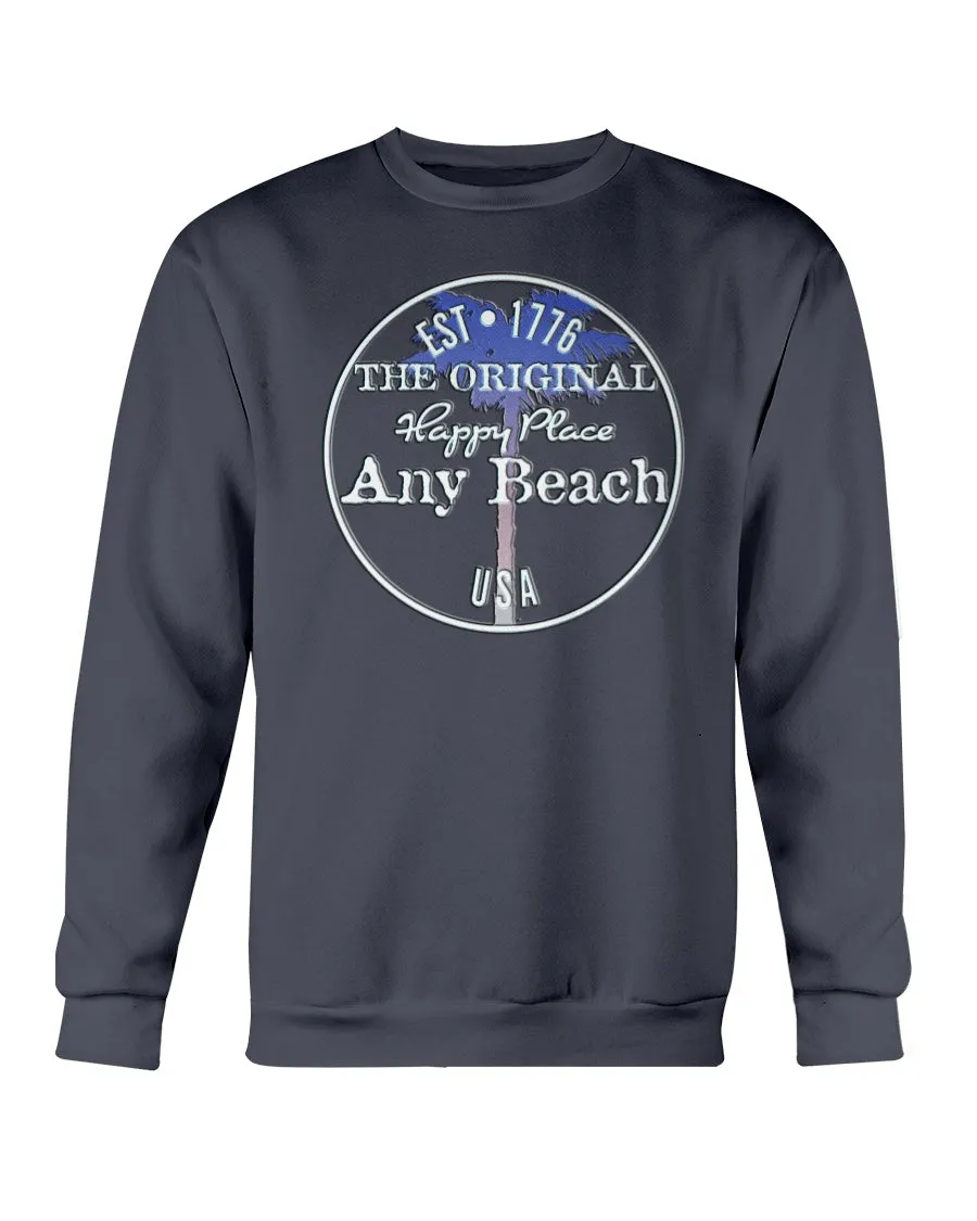 Unisex Any Beach USA is my Happy Place Fleece Sweatshirt