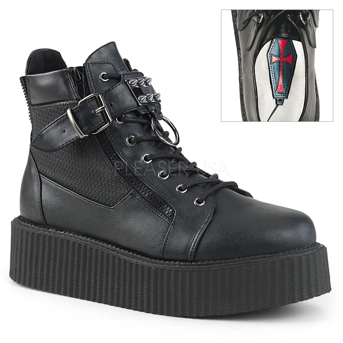 V-CREEPER-566  Black Vegan Leather