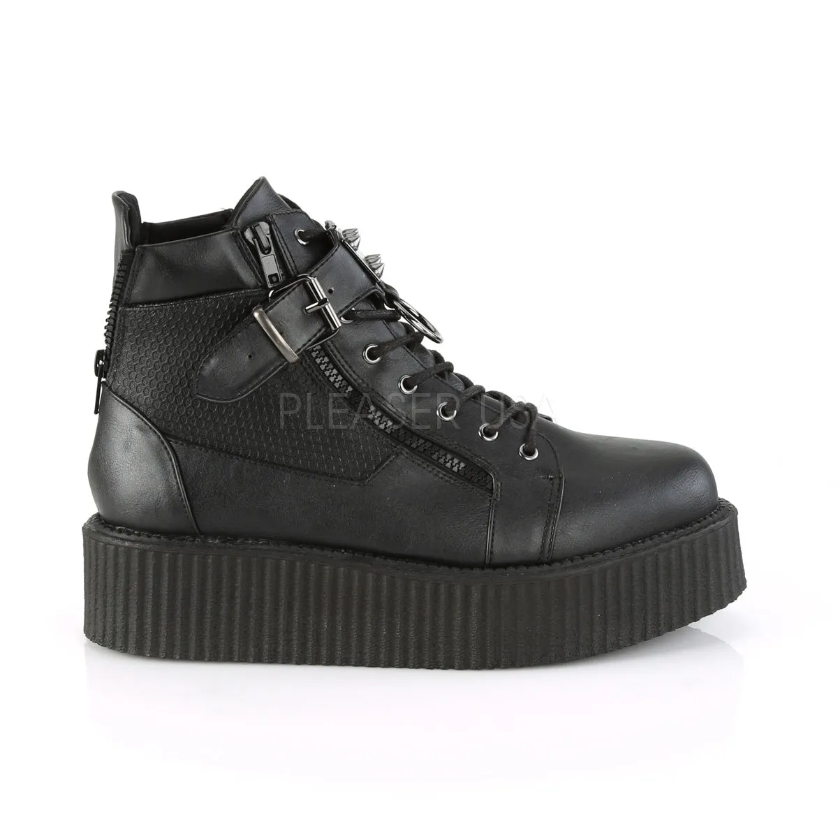V-CREEPER-566  Black Vegan Leather