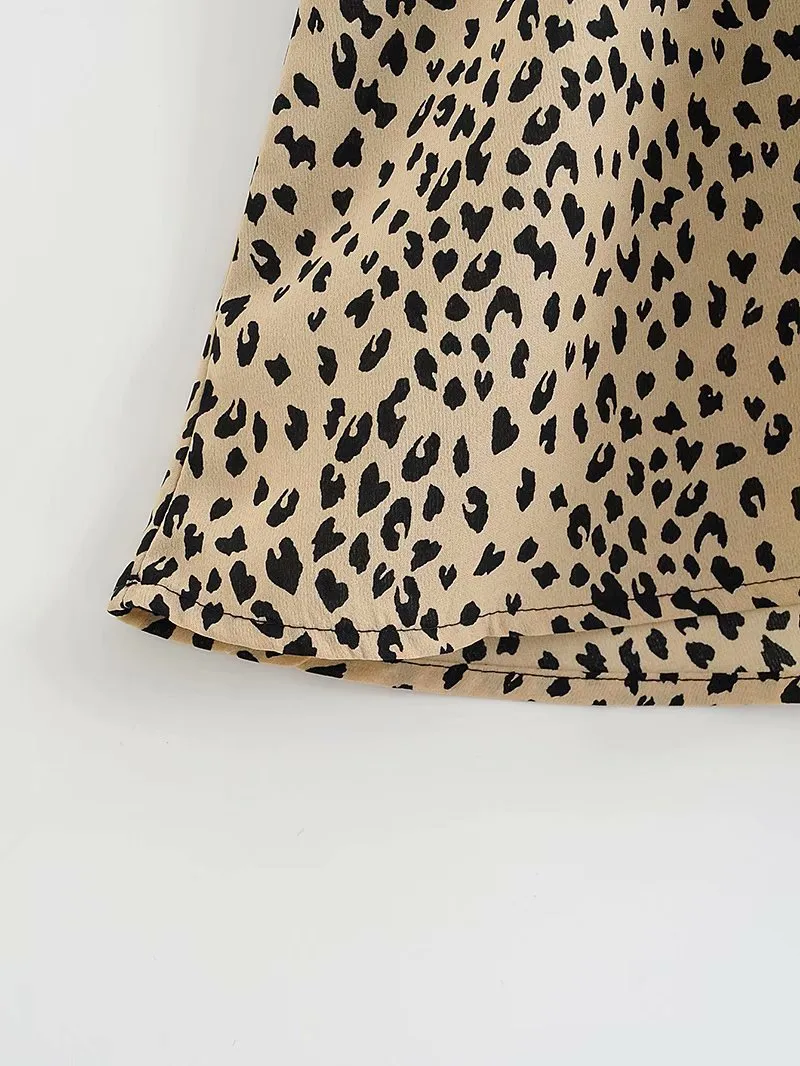 V-neck Lace-up Floral Animal Printed Mini Dresses