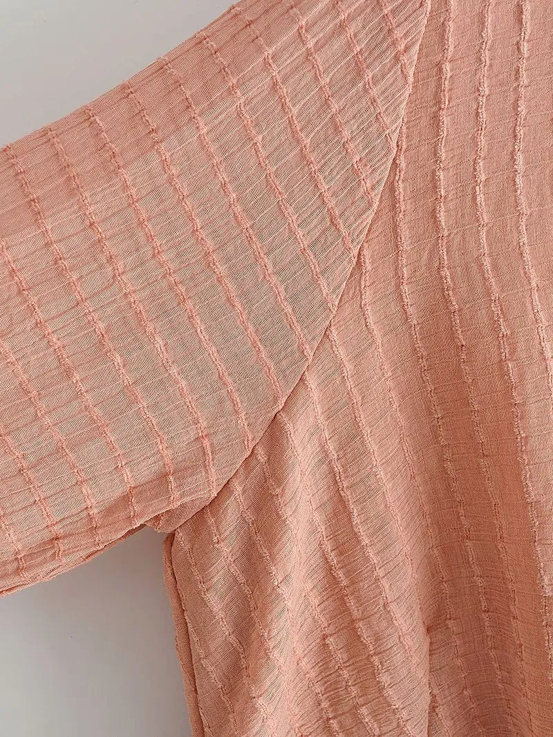 V-neck Lace-up Ruffled Lantern Sleeve Mini Dresses