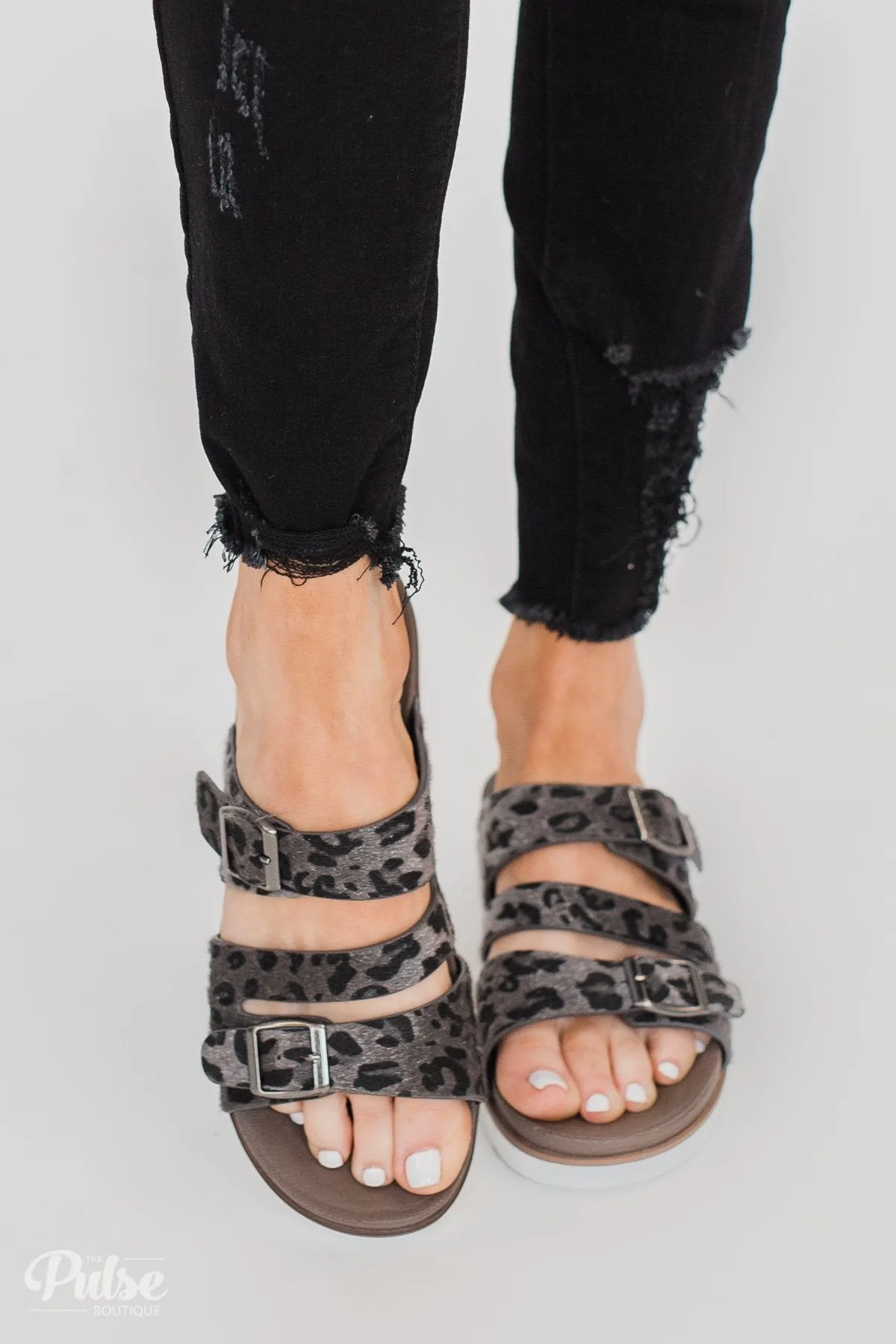 Very G Wild Side Leopard Sandals- Grey