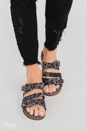 Very G Wild Side Leopard Sandals- Grey