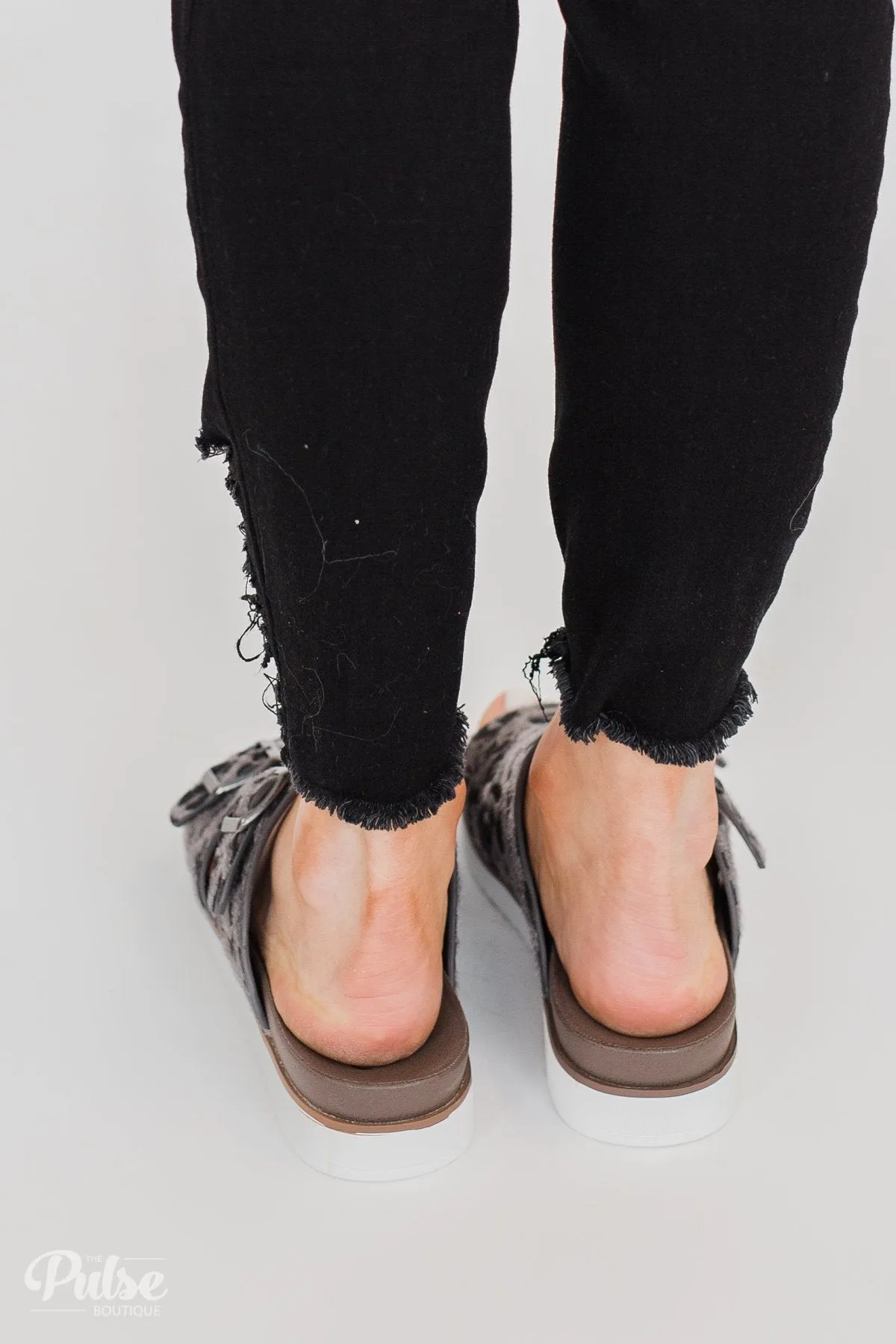 Very G Wild Side Leopard Sandals- Grey