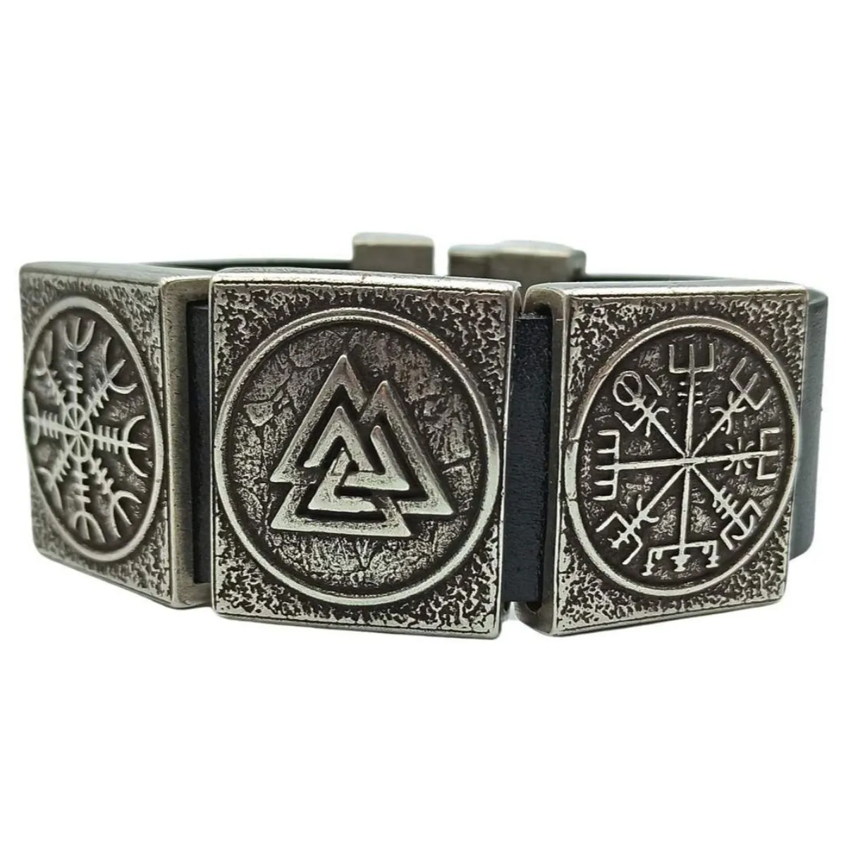Viking rune leather bracelet