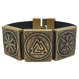 Viking rune leather bracelet