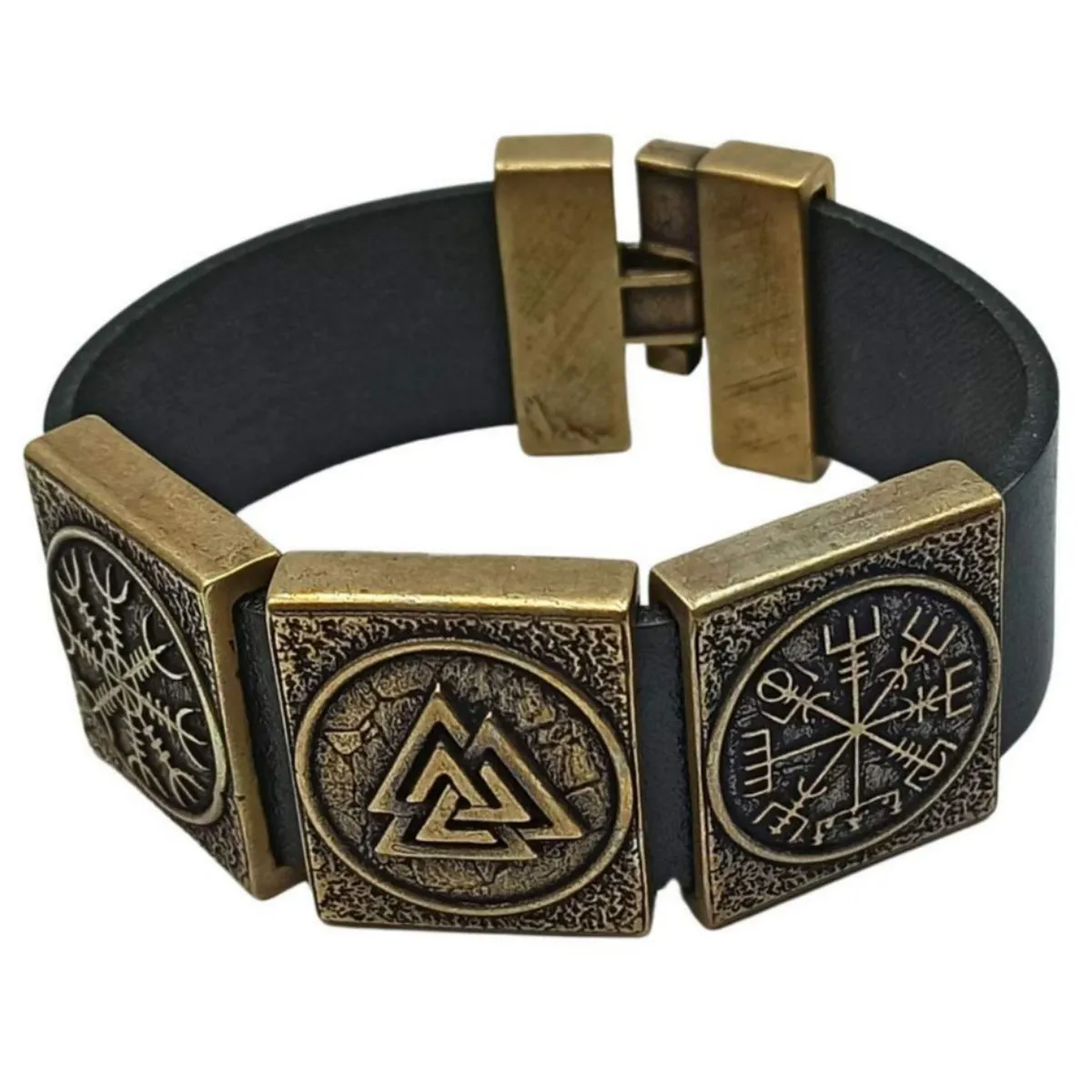 Viking rune leather bracelet