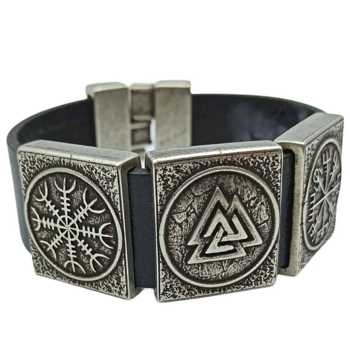 Viking rune leather bracelet