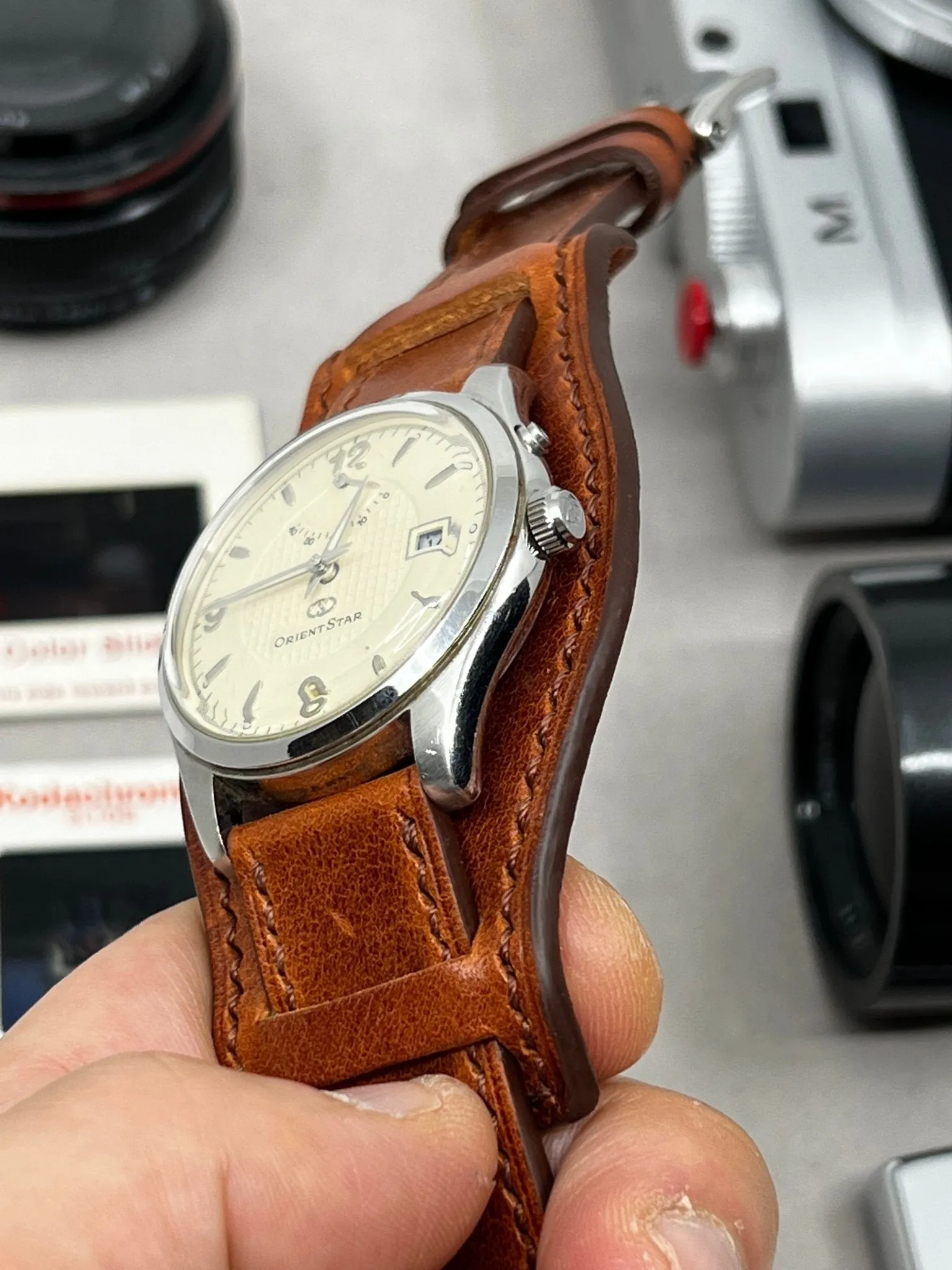 Vintage Brown Leather Watch Strap 19mm 20mm 21mm 22mm with Cuff base, Leather Bund Strap, Handmade Watch Band, Birthday or Anniversary Gift Ideas