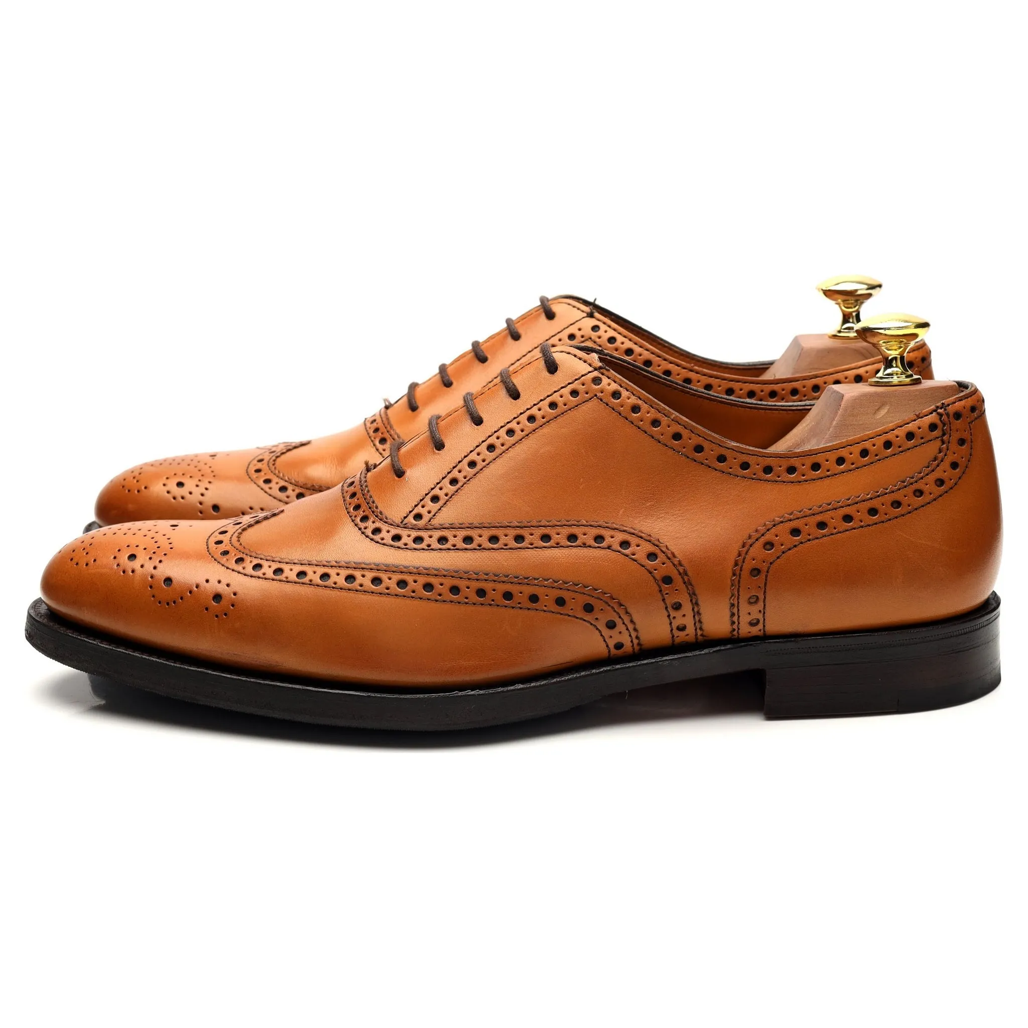 'Walter' Tan Brown Leather Oxford Brogue UK 8.5