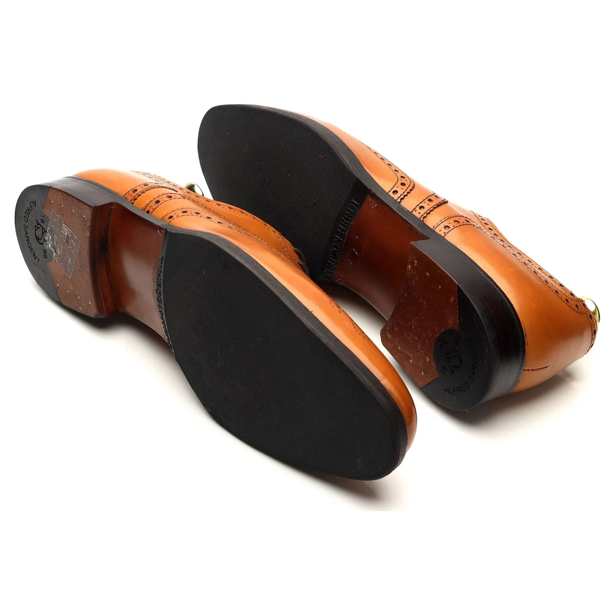 'Walter' Tan Brown Leather Oxford Brogue UK 8.5