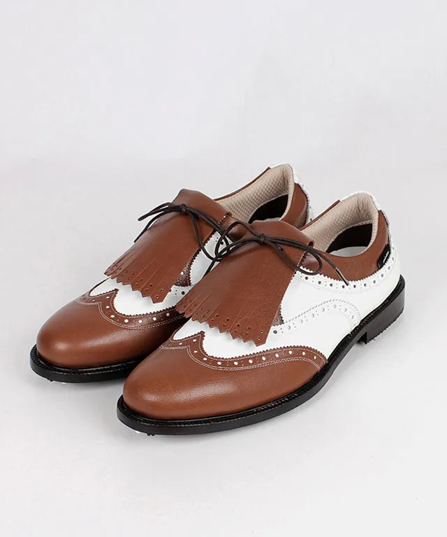[Warehouse Sale] Giclee Unisex Classy Combi Premium Leather Golf Shoes - Brown/ Men's