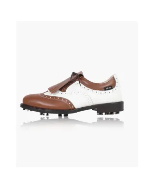 [Warehouse Sale] Giclee Unisex Classy Combi Premium Leather Golf Shoes - Brown/ Men's