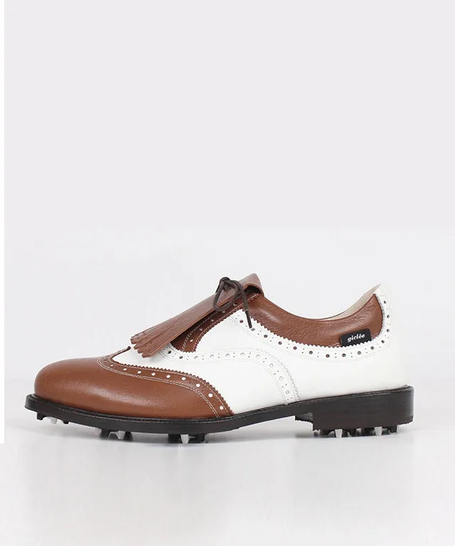 [Warehouse Sale] Giclee Unisex Classy Combi Premium Leather Golf Shoes - Brown/ Men's