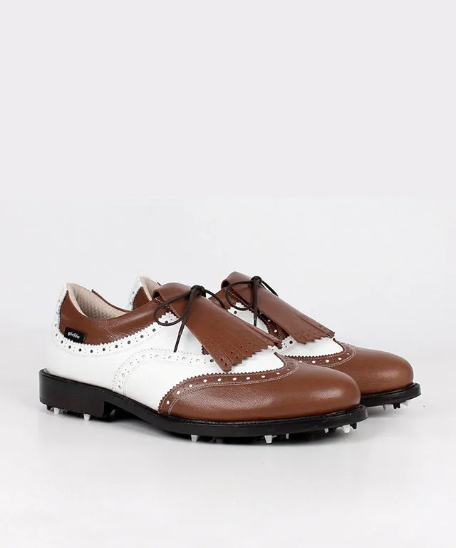 [Warehouse Sale] Giclee Unisex Classy Combi Premium Leather Golf Shoes - Brown/ Men's