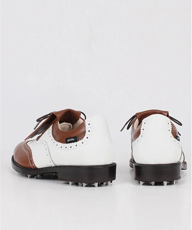[Warehouse Sale] Giclee Unisex Classy Combi Premium Leather Golf Shoes - Brown/ Men's