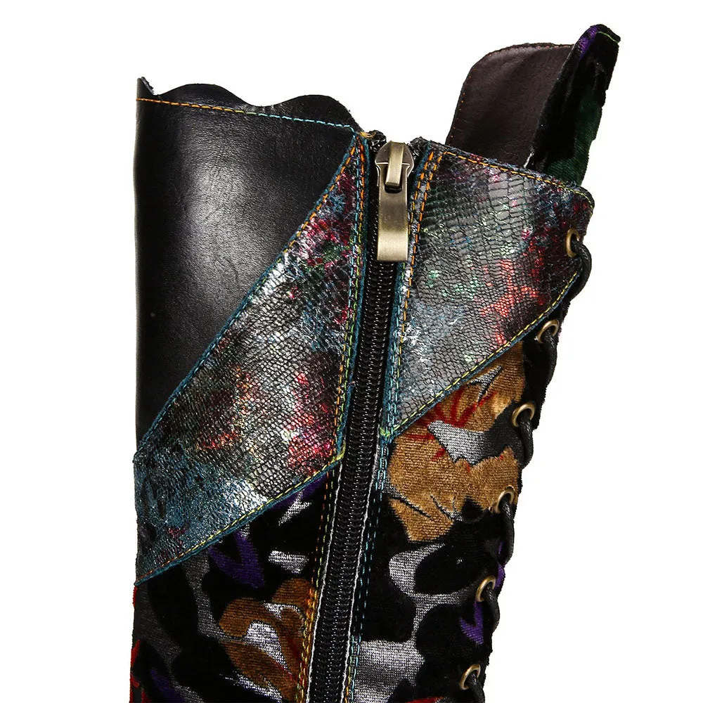 Warm Embossed Real Leather Dragonfly Boots