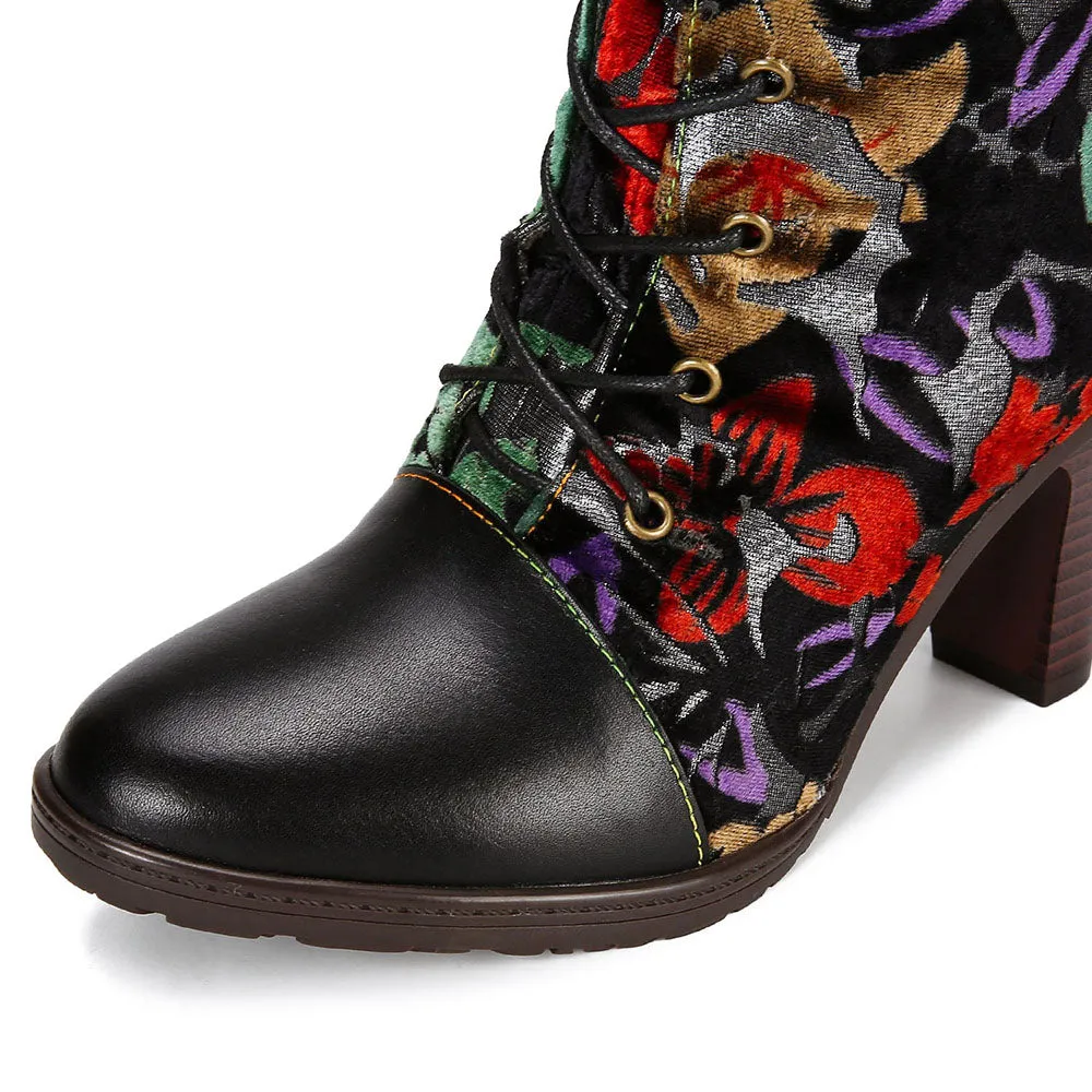 Warm Embossed Real Leather Dragonfly Boots