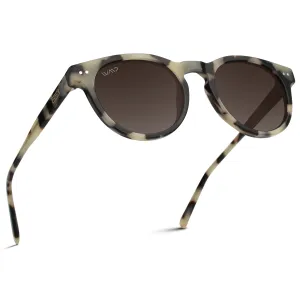 WearMe Pro Polarized Classic Round Retro Women's Sunglasses (Beige Tortoise/Brown)