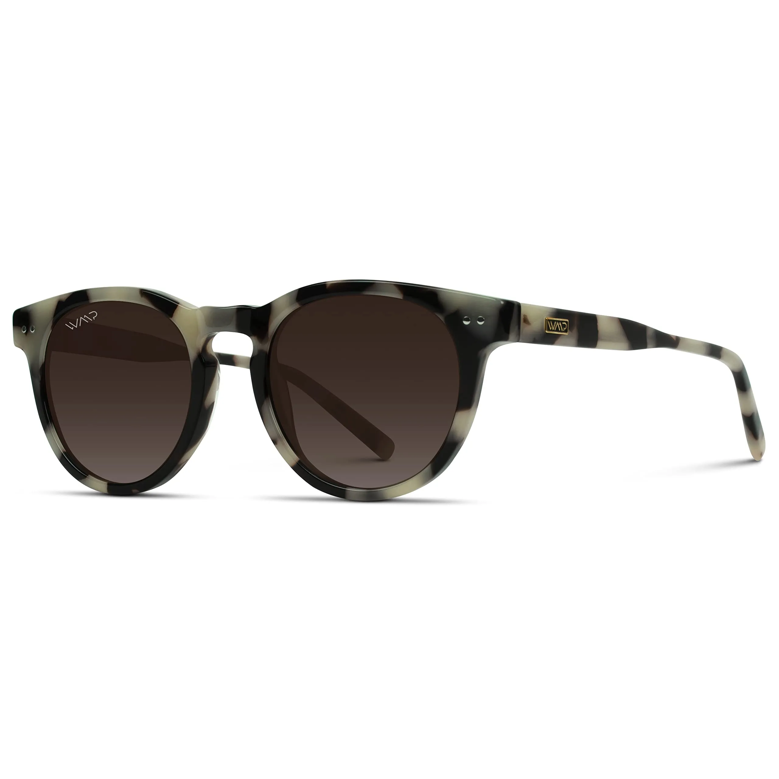 WearMe Pro Polarized Classic Round Retro Women's Sunglasses (Beige Tortoise/Brown)