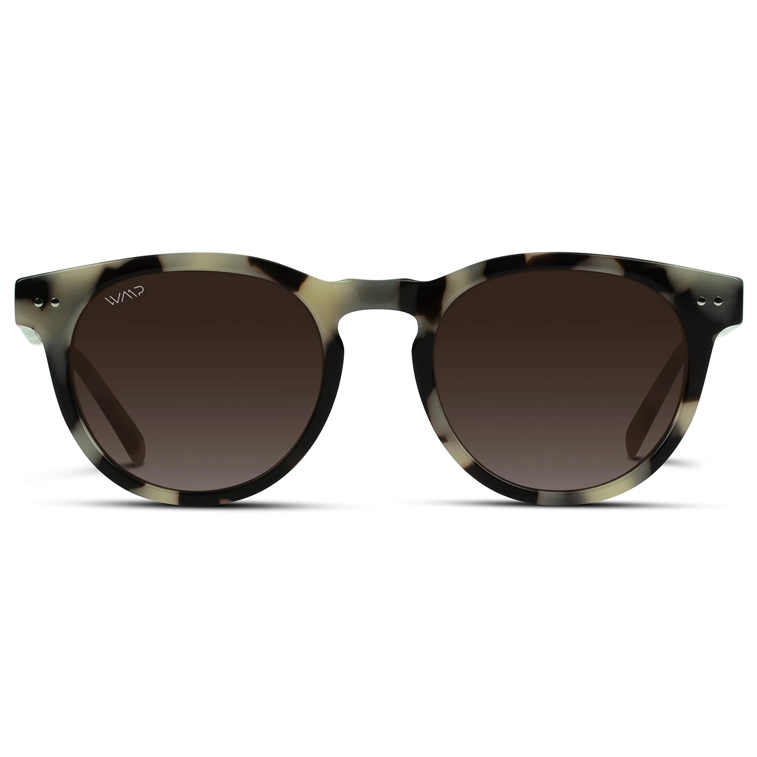 WearMe Pro Polarized Classic Round Retro Women's Sunglasses (Beige Tortoise/Brown)
