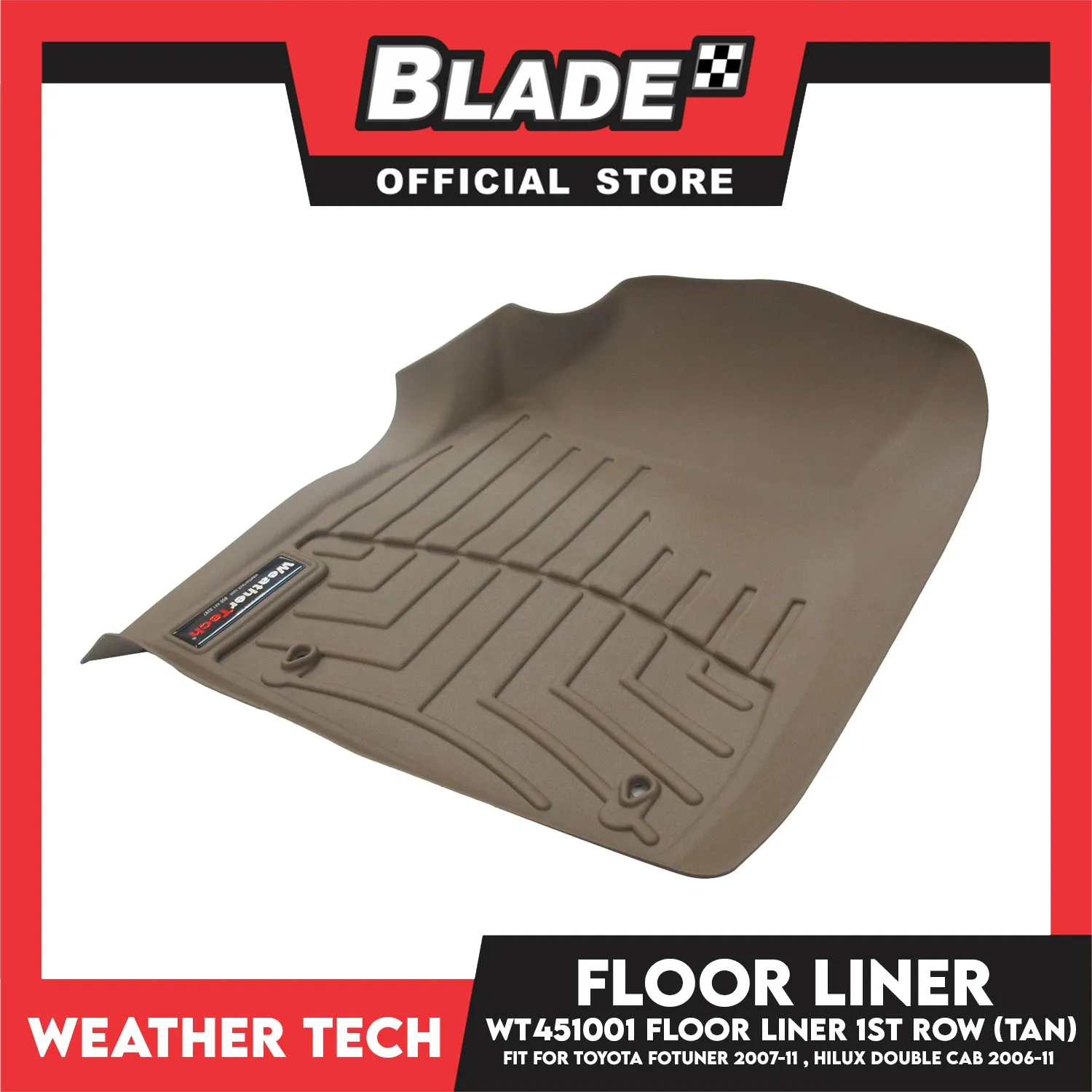 WeatherTech Floor Liner WT451001 1st Row (Tan) Fit for Toyota Fortuner 07-11, Hilux Double Cab 06-11