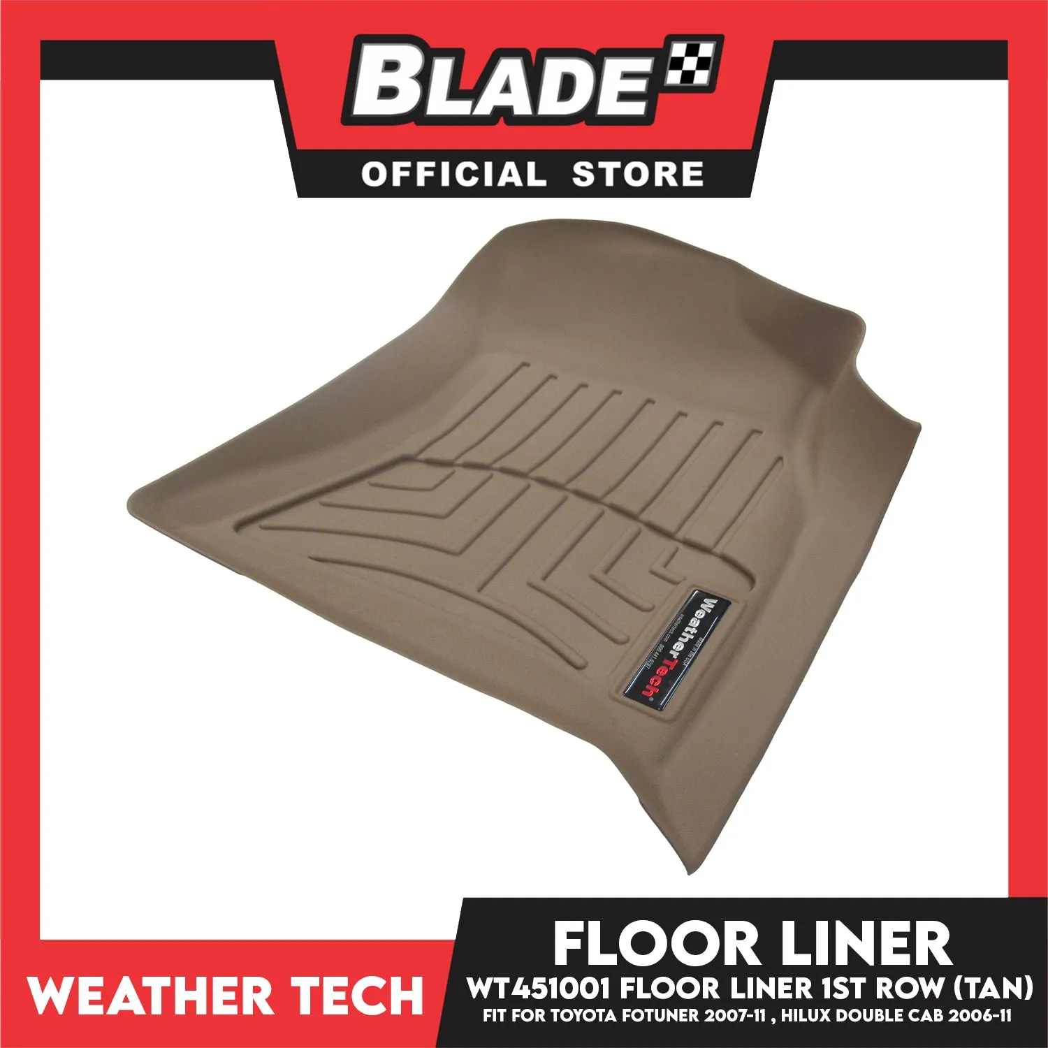 WeatherTech Floor Liner WT451001 1st Row (Tan) Fit for Toyota Fortuner 07-11, Hilux Double Cab 06-11