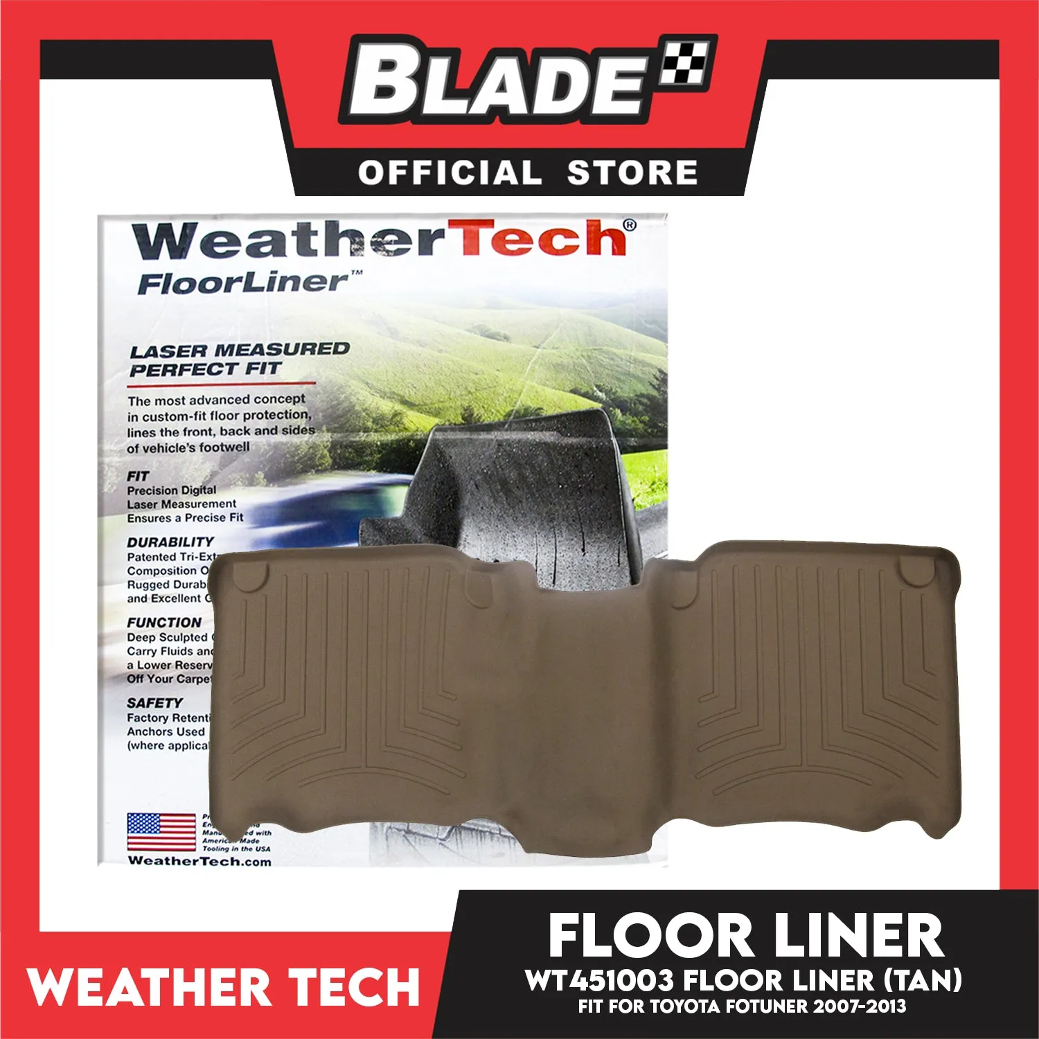 WeatherTech Rear Floor Liner WT451003 2nd Row (Tan) Fit for Toyota Fortuner 2007-13