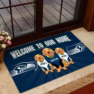Welcome Our Home - Seattle SH, Golden Retriever - Anti Slip Indoor Doormat