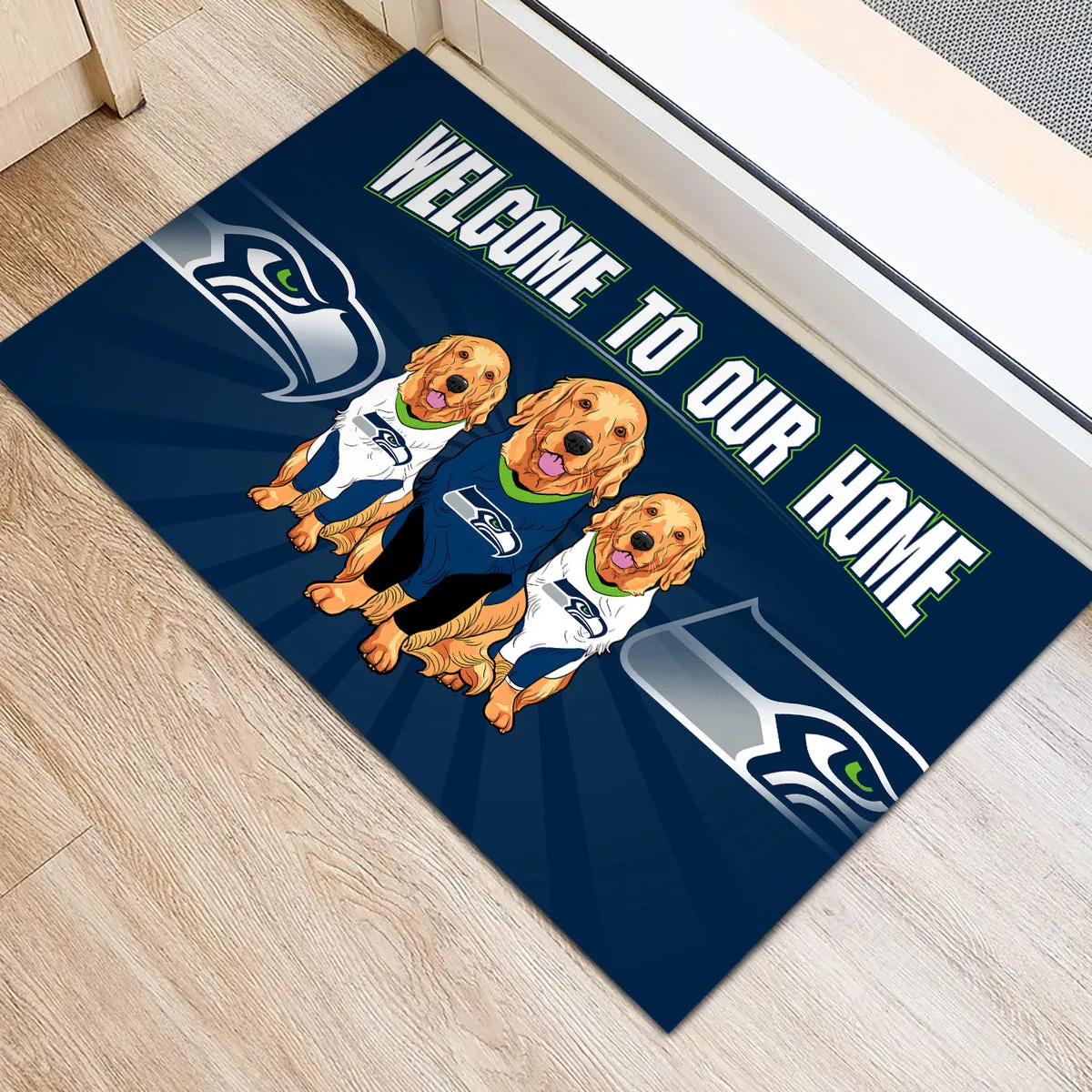 Welcome Our Home - Seattle SH, Golden Retriever - Anti Slip Indoor Doormat