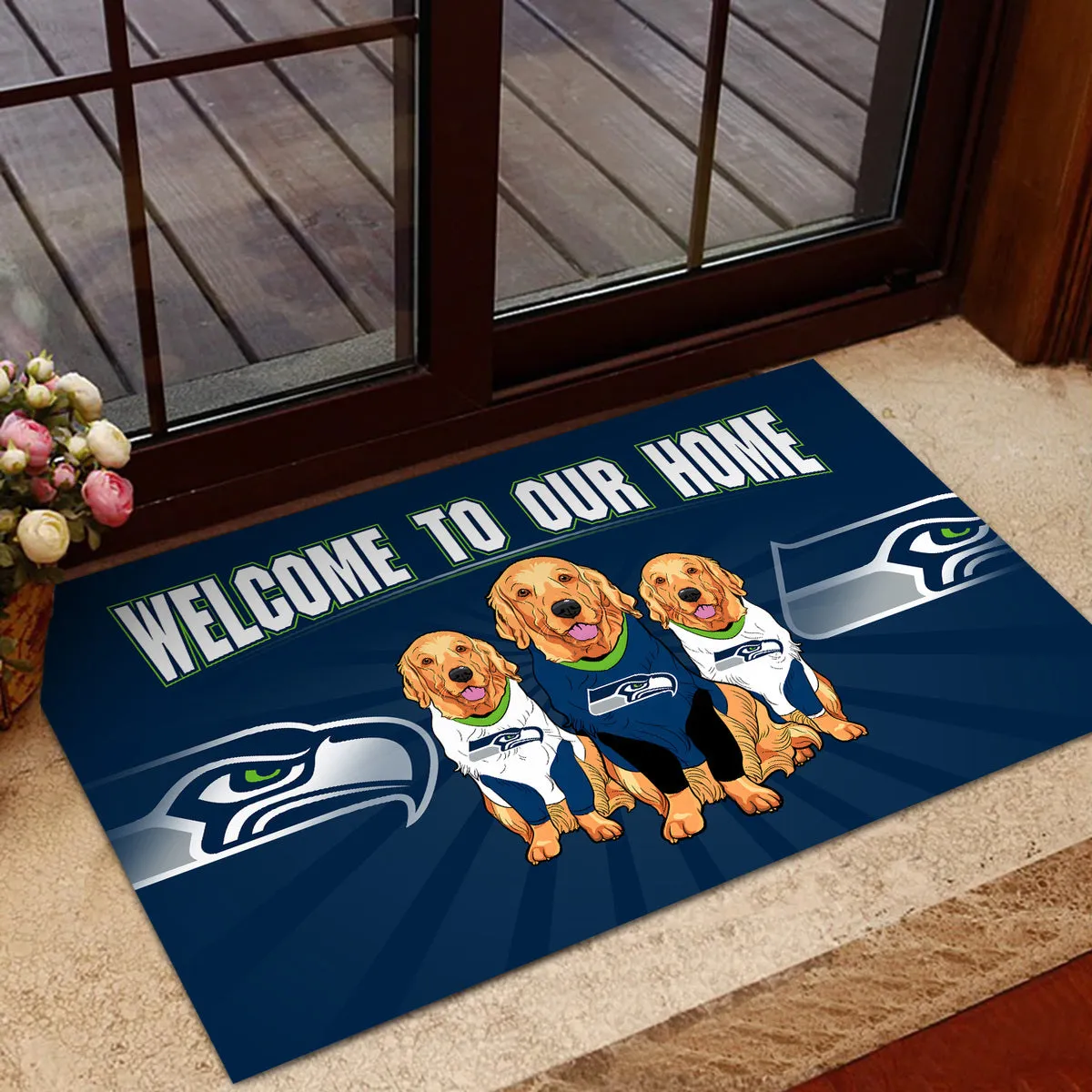 Welcome Our Home - Seattle SH, Golden Retriever - Anti Slip Indoor Doormat