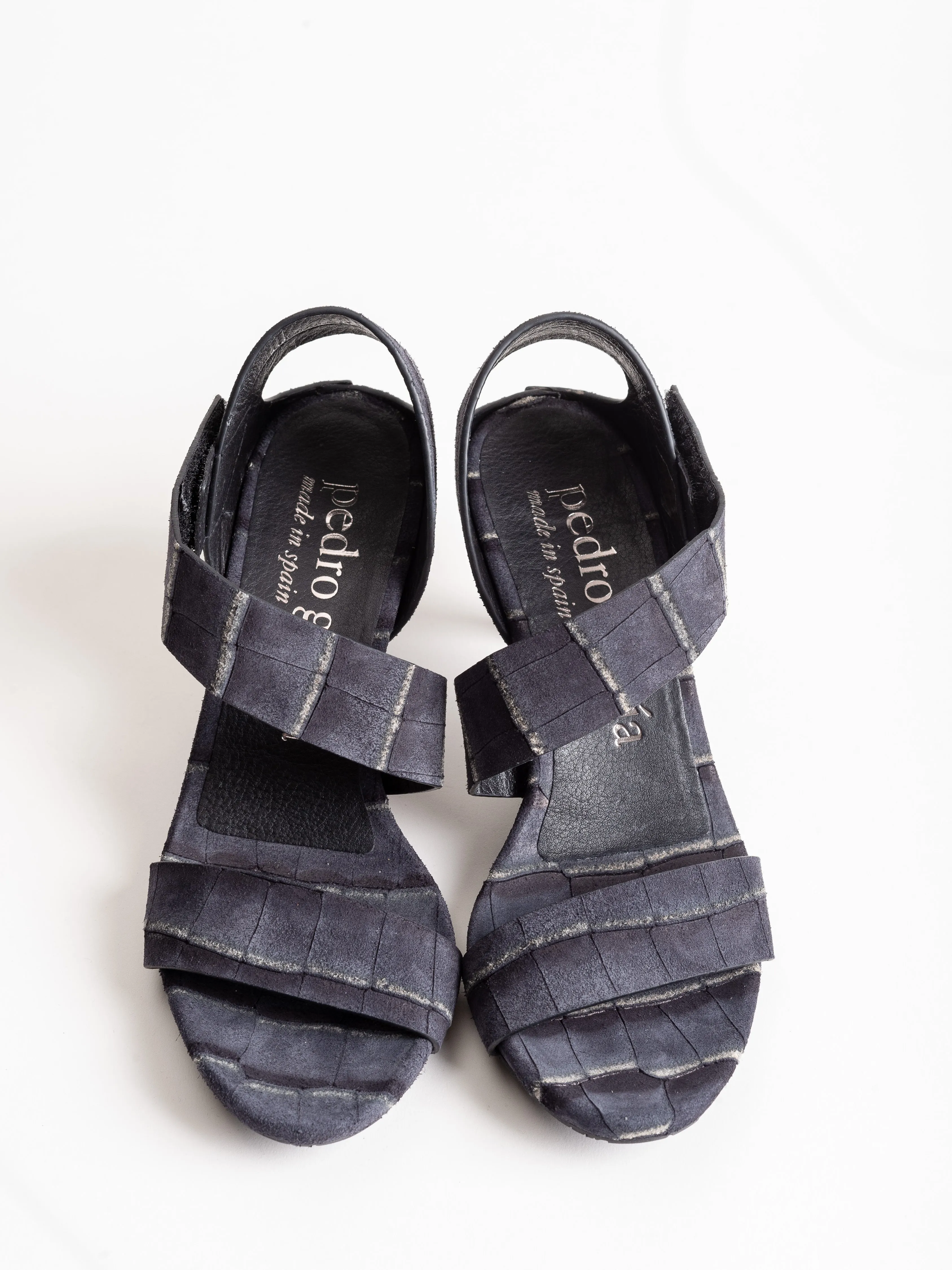 west heel - black castoro croc